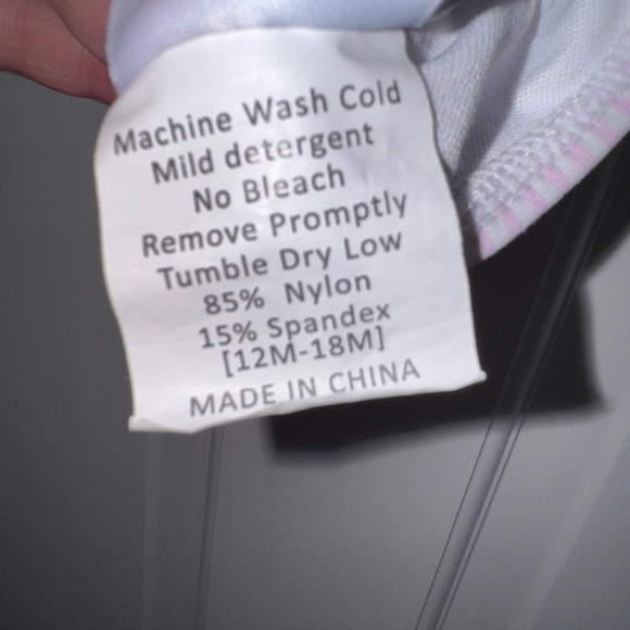 NWOT Stitchy Fish 12-18M Girls Pink and Blue Bikini Top with Polka Dot Bow Swim - Picture 4 of 6